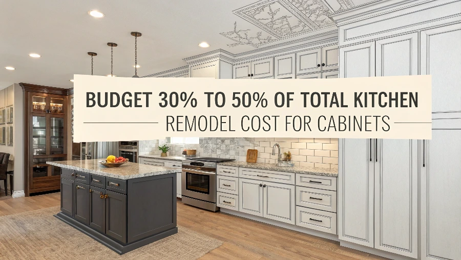 A pie chart breaking down the budget of a typical kitchen remodel project