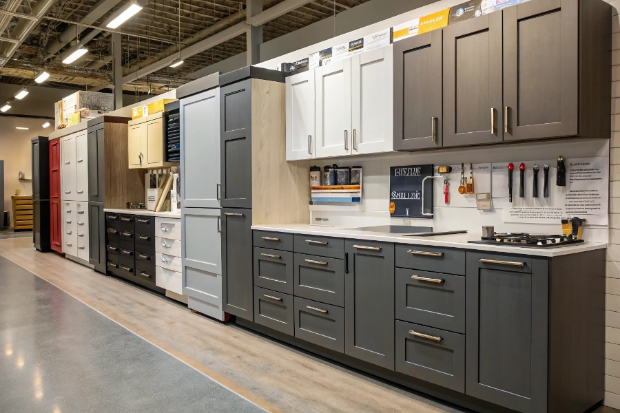 A modern, custom-designed kitchen featuring cabinets sourced directly from a Chinese factory