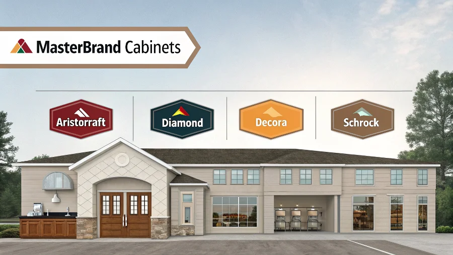A chart showing market share of US cabinet manufacturers with MasterBrand at the top
