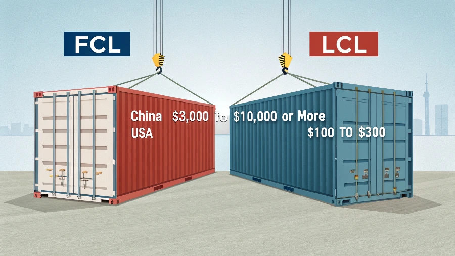 A shipping container being measured to calculate shipping costs from China