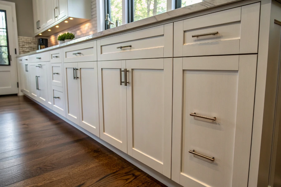 A classic, beautiful kitchen featuring white Shaker-style cabinets