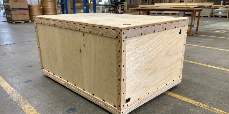 A close-up shot showing the layered construction of high-quality plywood.