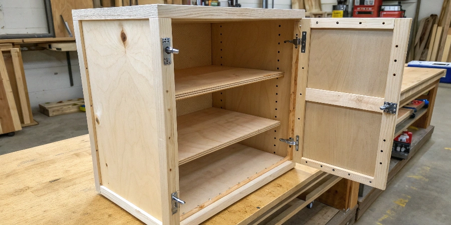 A close-up cross-section view of multi-layered plywood, highlighting its strength