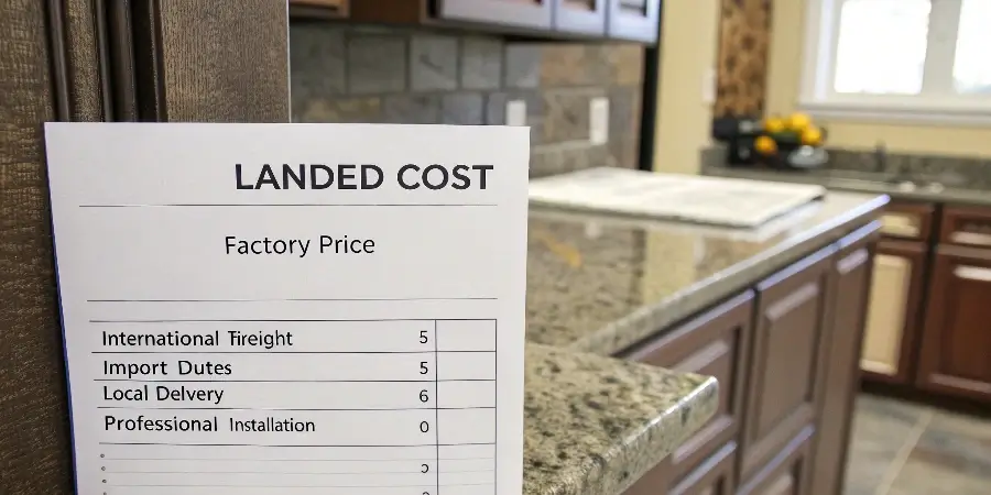 A diagram showing the total cost breakdown from factory price to final installation